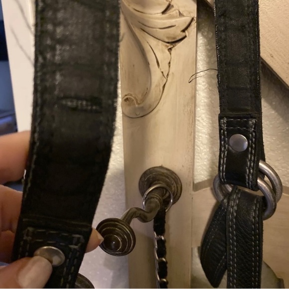 LUCKY BRAND Gray Black Patchwork
Suede Leather -Bucket Crossbody - Picture 5 of 12